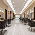 Modern Hair Salon Interior With Black Chairs Mirrors And Marble Floor