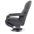 Modern Black Leather Leisure Chair With Armrests And Swivel Base Design