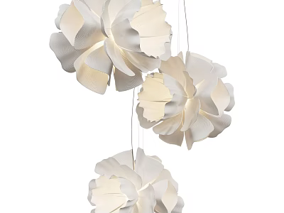 Three White Petal Shaped Chandeliers Elegant Decorative Lighting For Modern Interiors 3d model