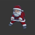 Cartoon Santa Claus Wearing Red Outfit Red Hat With White Beard Squatting Holding White Object