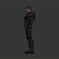 3D Male Character Design With Blue Jacket Mechanical Arm And Utility Belt