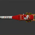 Red Christmas Sleigh with Santa Claus gold decorations bells and candy cane shaped pole