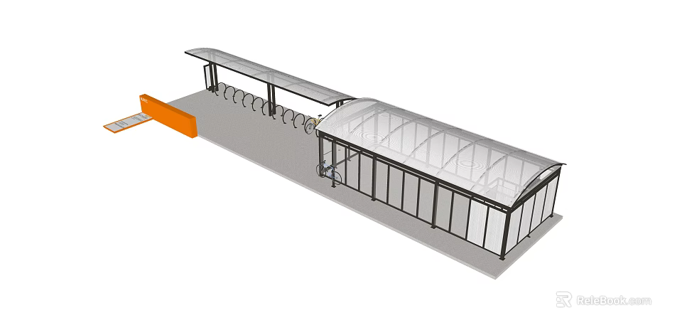 Modern Outdoor Canopy With Transparent Roof And Steel Support Structure 3d model 