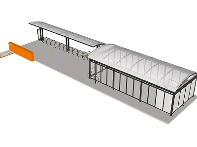 Modern Outdoor Canopy With Transparent Roof And Steel Support Structure 3d model