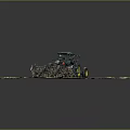 Green Tractor With Large Wheels Attached To Agricultural Cultivation Implement In Field