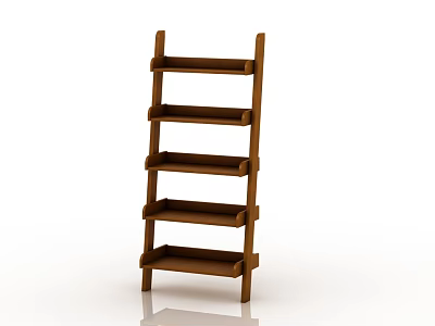 Wooden Shelf Unit With Multiple Tiers Simple Design For Home Storage 3d model