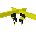 Yellow Cross Shaped Industrial Lifting Equipment With Black Hoists And Chains