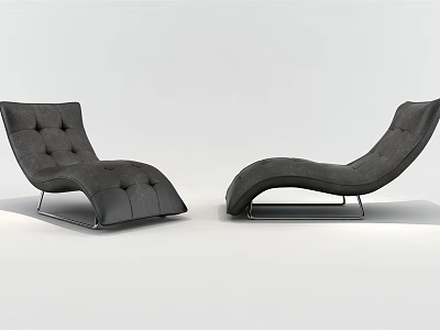 Modern Gray Fabric Lounge Chair With Curved Design And Metal Frame For Interior 3d model