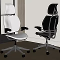 Modern White and Black Office Chair with Ergonomic Design Metal Base and Wheels