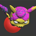 Fun Pikachu Shaped Ice Cream With Yellow Head Purple Decorations Orange Cone And Red Base