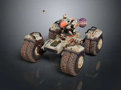 Mars Exploration Rover With Large Rugged Wheels And Scientific Instruments For Planetary Research 3d model