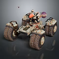 Mars Exploration Rover With Large Rugged Wheels And Scientific Instruments For Planetary Research 3d model