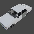 Vintage White Four Door Sedan With Classic Design Front Grille And ROYCE License Plate