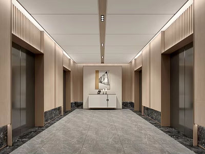 modern elevator hall elevator car 3d model
