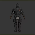 Game Movie Character in Full Body Knight Style Armor with Metallic Texture and Chest Emblem
