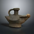 Ancient Ceramic Vessel With Handle Bird Shaped Spout And Base