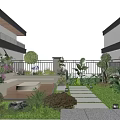 Modern Garden Design With Stone Pathway Fire Pit Lush Plants And Flowers