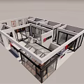 Modern 3D Interior Floor Plan With Open Rooms Large Windows And Furniture