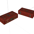 Traditional Style Red Decorative Boxes With Golden Patterns And Intricate Carvings