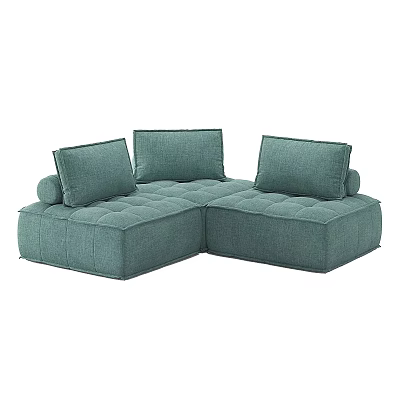 Modern Green L-shaped Sectional Sofa With Upholstered Cushions And Modular Corner Design 3d model