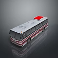 Red And White City Bus With Red Roof Section Body Stripes And Side Windows