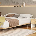 Modern Bedroom Interior Design With Wooden Bed Nightstands Pendant Light Wall Art And Area Rug