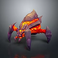 Lava Spider Creature With Purple Legs And Spiked Carapace Fiery Orange Red Interior