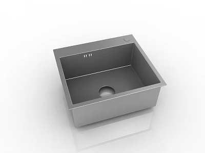 Stainless Steel Square Single Bowl Kitchen Sink With Smooth Surface And Drain Hole 3d model