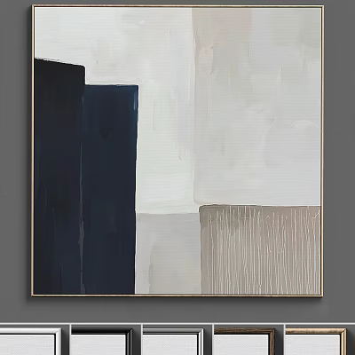 Abstract Painting With Dark Blue Beige Gray Blocks And Textured Strokes 3d model