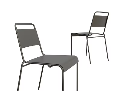Modern Stylish Leisure Chairs With Metal Frame And Dark Upholstered Seats 3d model