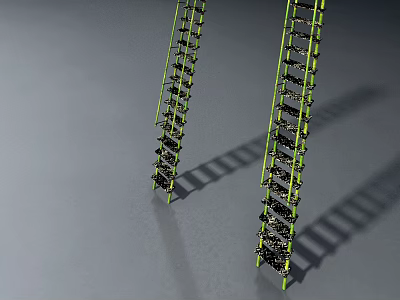 Sturdy Green Frame Ladders With Black Steps For Household Use And Safety 3d model