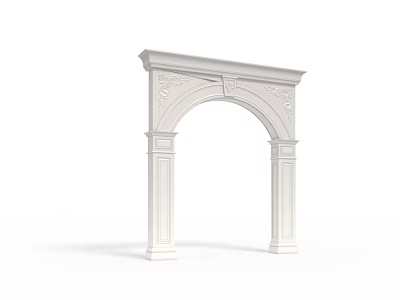 Classical White Door Arch Featuring Carved Details And Decorative Columns 3d model