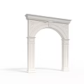 Classical White Door Arch Featuring Carved Details And Decorative Columns