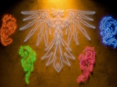 Phoenix Shaped Decorative LED Lights With Colorful Glowing Surrounding Patterns 3d model