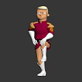 3D Character Model In Red Outfit With Gold Shoulder Accents White Gloves And White Boots