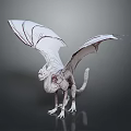White 3D Dragon Model With Spread Wings And Intricate Skeleton Details 3d model