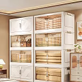 Stylish Modern White Storage Cabinet With Glass Doors And Multiple Compartments For Home Organizing