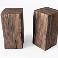 Natural Wooden Stools With Square Shape And Rustic Wood Grain Texture
