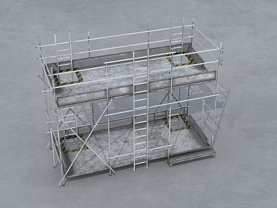 Building Component Double Deck Scaffolding With Metal Frame And Platform Planks 3d model