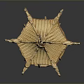 Golden Traditional Decorative Lantern Featuring Intricate Carvings And Ornate Multi Layered Base
