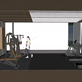 Modern Fitness Gym With Treadmills Workout Equipment And People Exercising