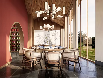 New Chinese Private Room Country Room Restaurant Catering Restaurant 3d model