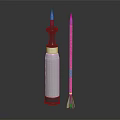 Military Weapon Including Silver Cylindrical Missile Pointed Tip And Slender Scaled Component 3d model