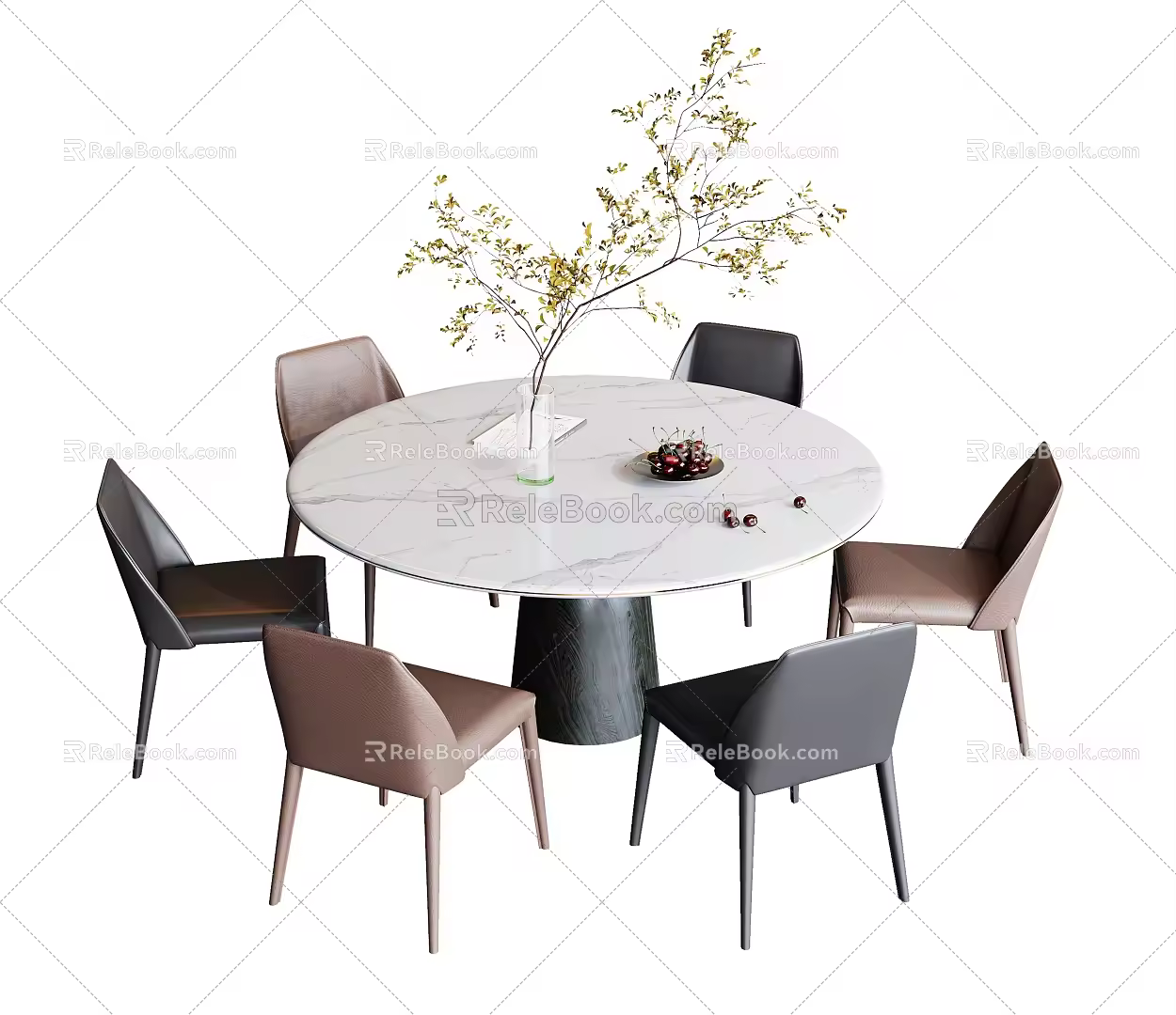 Modern Dining Table and Chair Combination Round Dining Table and Chair Combination 3d model
