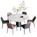 Modern Dining Table and Chair Combination Round Dining Table and Chair Combination 3d model