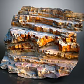 Layered Wood and Stone Natural Structure with Textured Surfaces and Earthy Tones