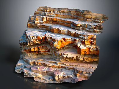 Layered Wood and Stone Natural Structure with Textured Surfaces and Earthy Tones 3d model