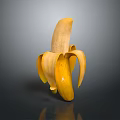 Peeled Fresh Ripe Banana With Yellow Skin And Soft Sweet Flesh