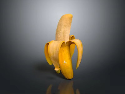 Peeled Fresh Ripe Banana With Yellow Skin And Soft Sweet Flesh 3d model