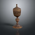 Ancient Bronze Sculptural Carving With Pedestal Base Layered Design And Rustic Texture